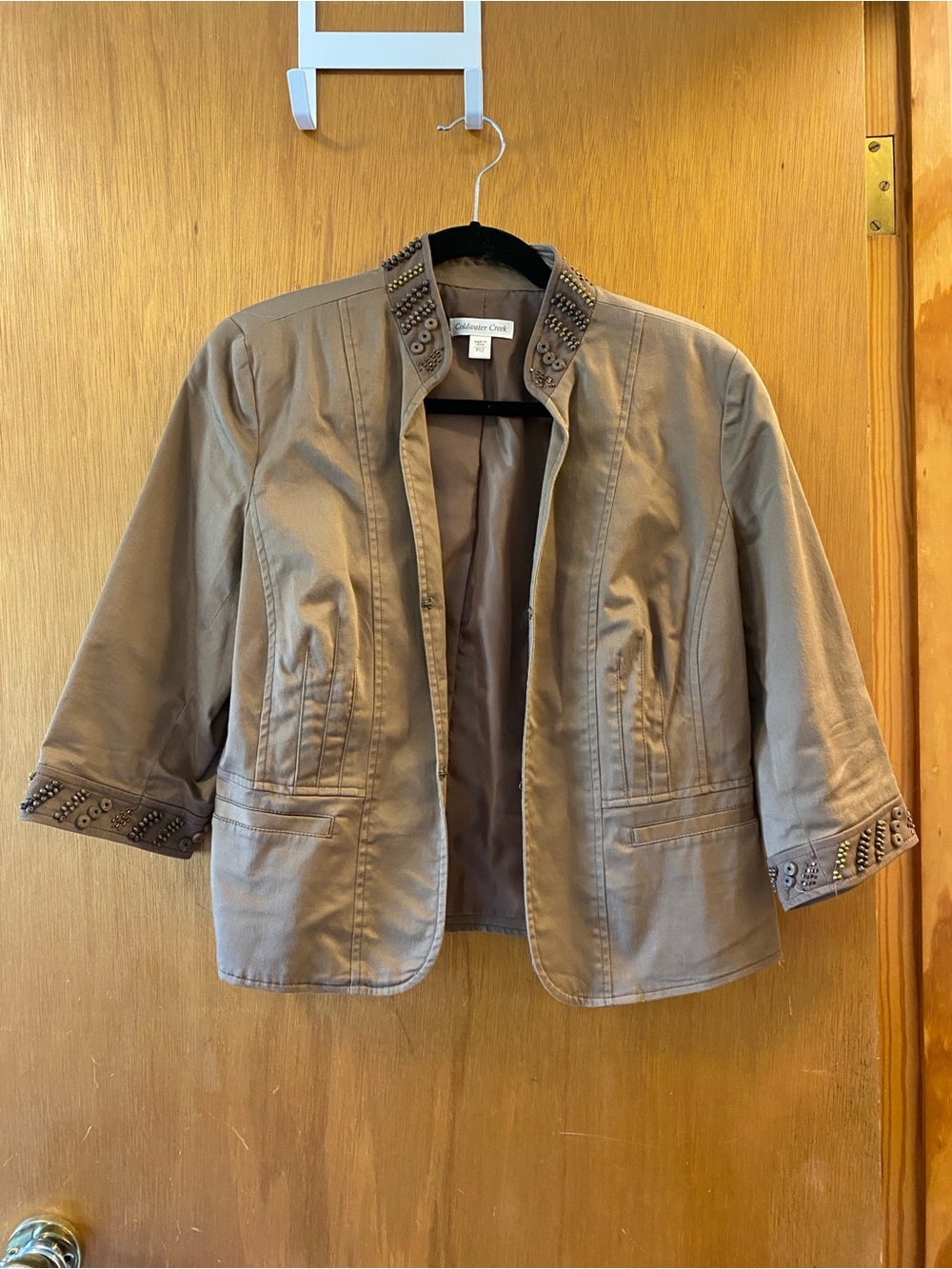 Coldwater Creek Brown Stud-Trim Cropped Blazer